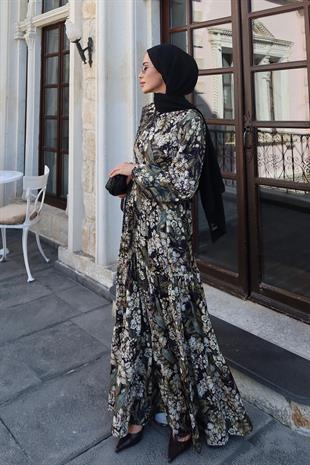 September Krep Siyah Elbise