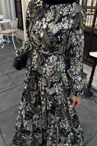 September Krep Siyah Elbise