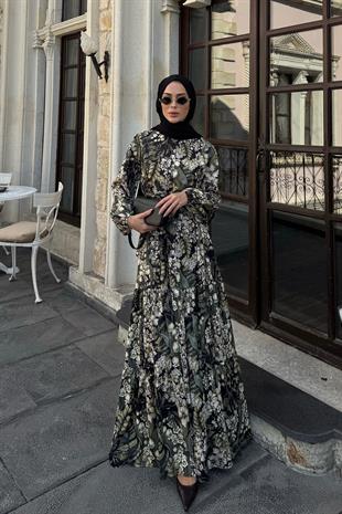 September Krep Siyah Elbise