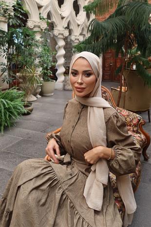 Volia Krep Yağ Yeşili Elbise