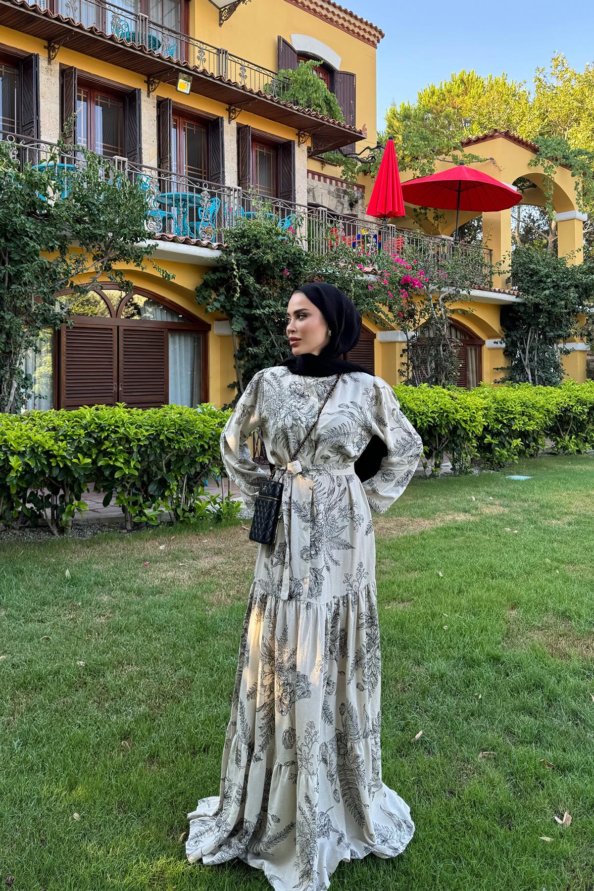 Daisy Siyah Keten Elbise