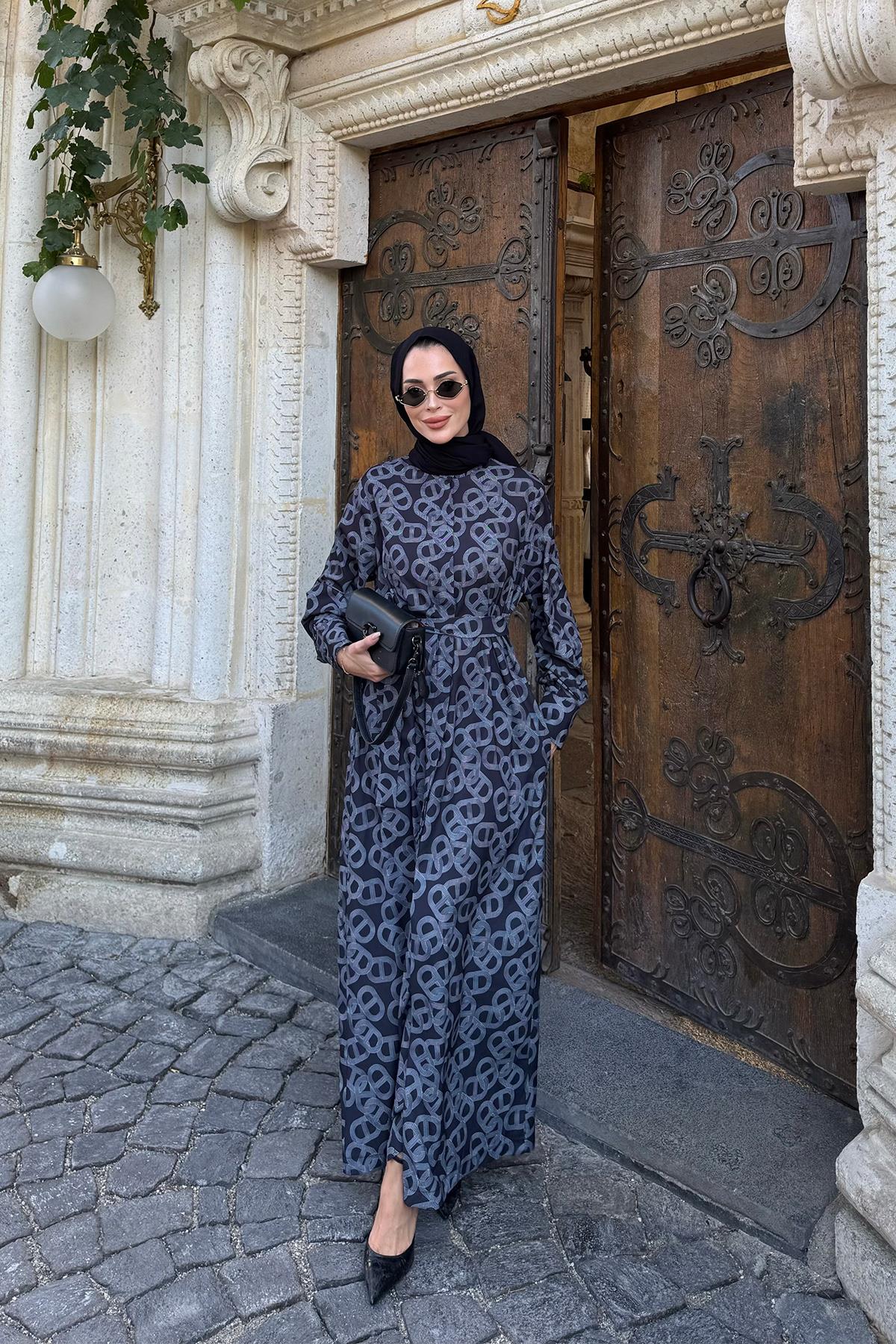 Riga Krep Antrasit Elbise