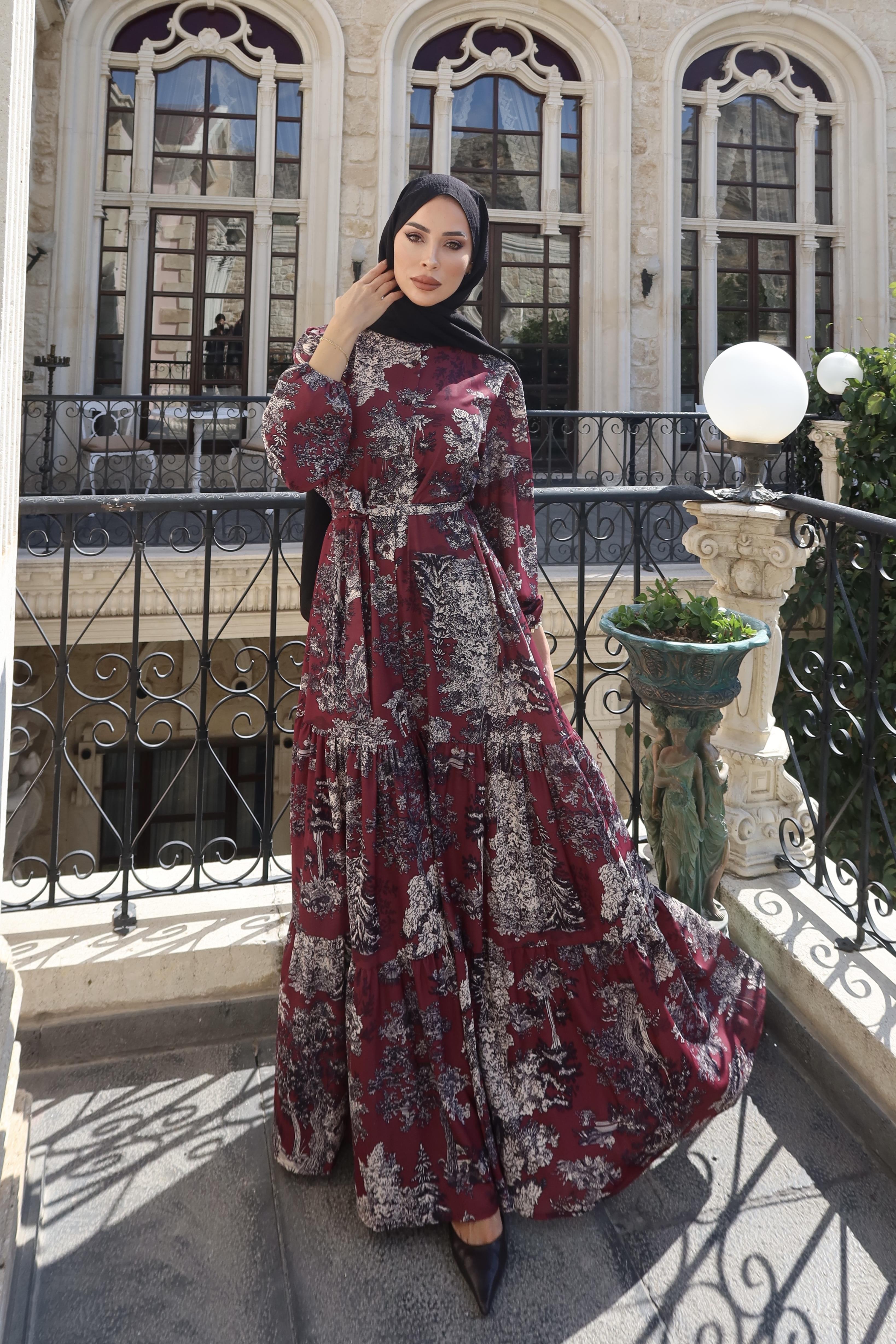 September Krep Bordo Elbise