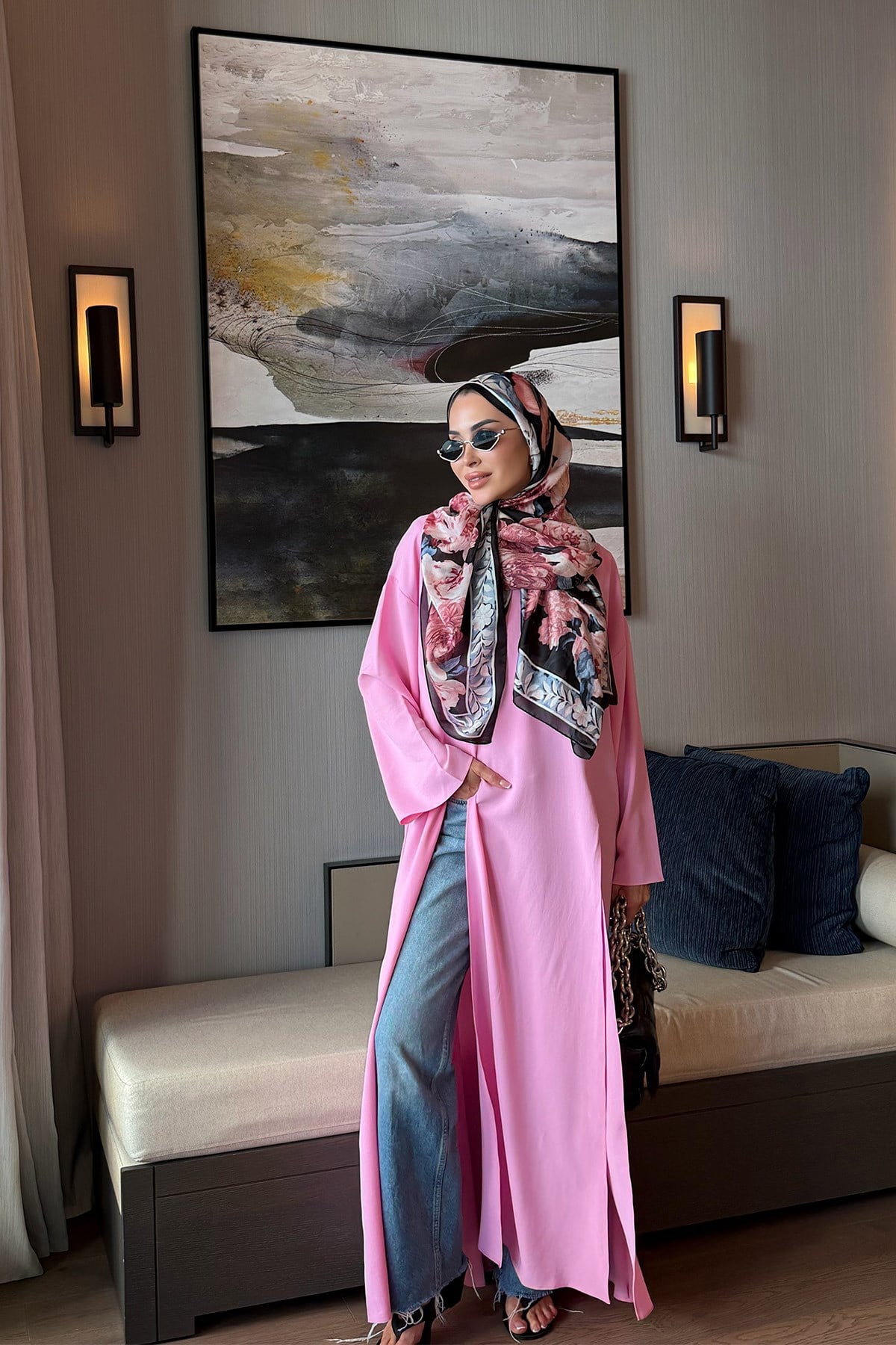Yırtmaçlı Tunik Pembe