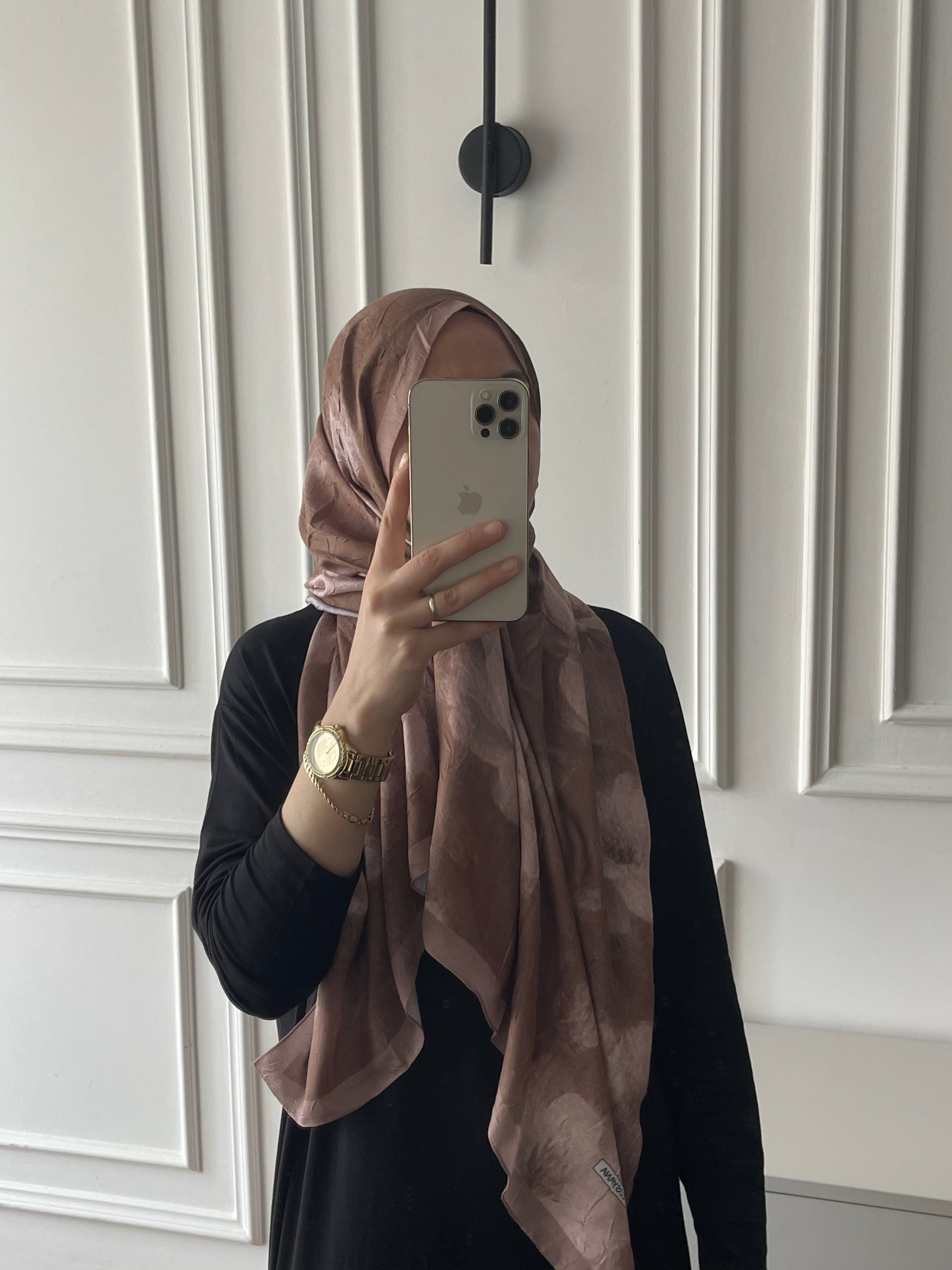 Çiçek Desen Bambu Jakar - Kahve