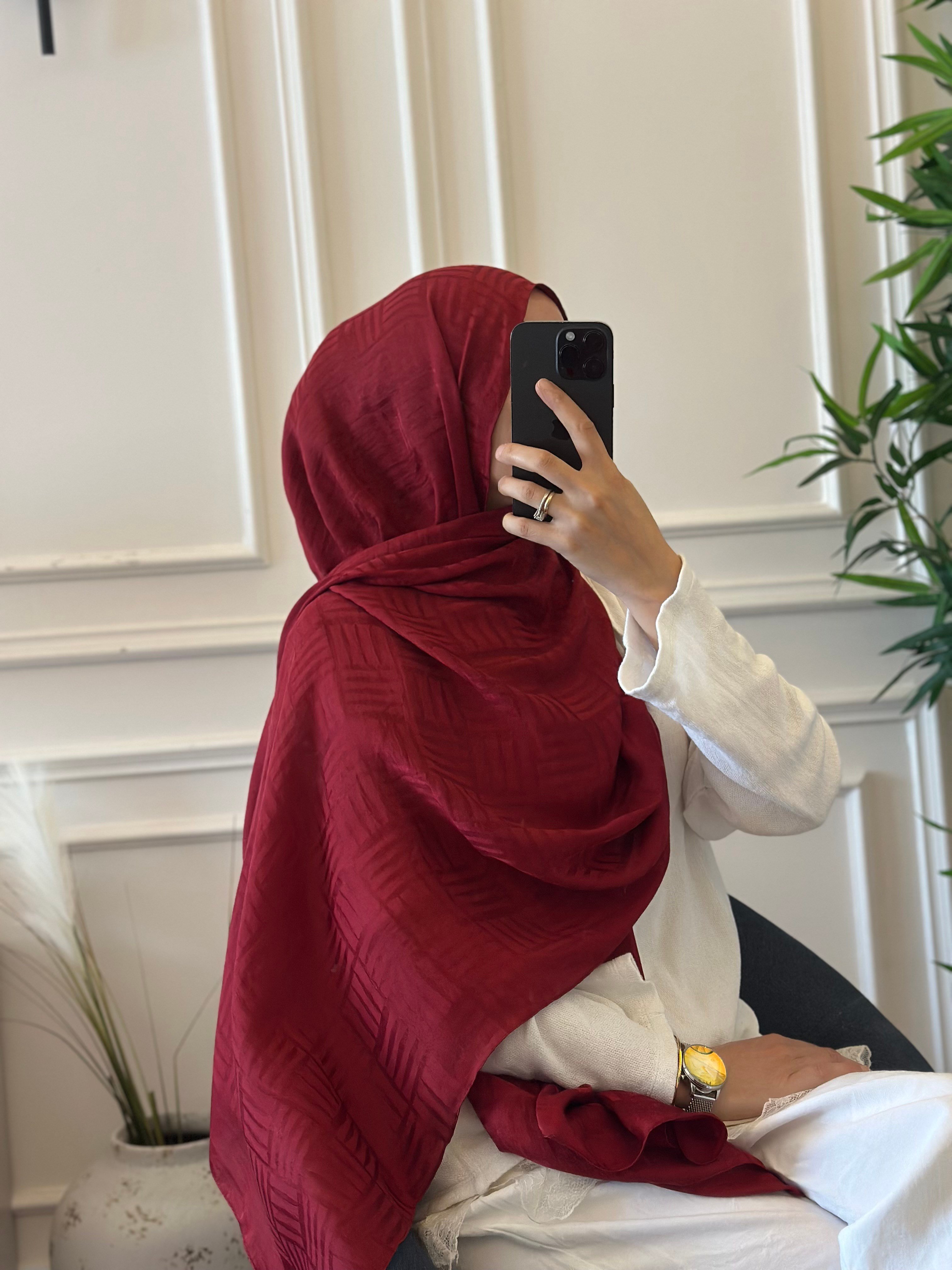 Kibrit Desen Şal - Bordo