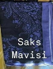 Lüx Bambu Jakar Şal - Saks mavisi