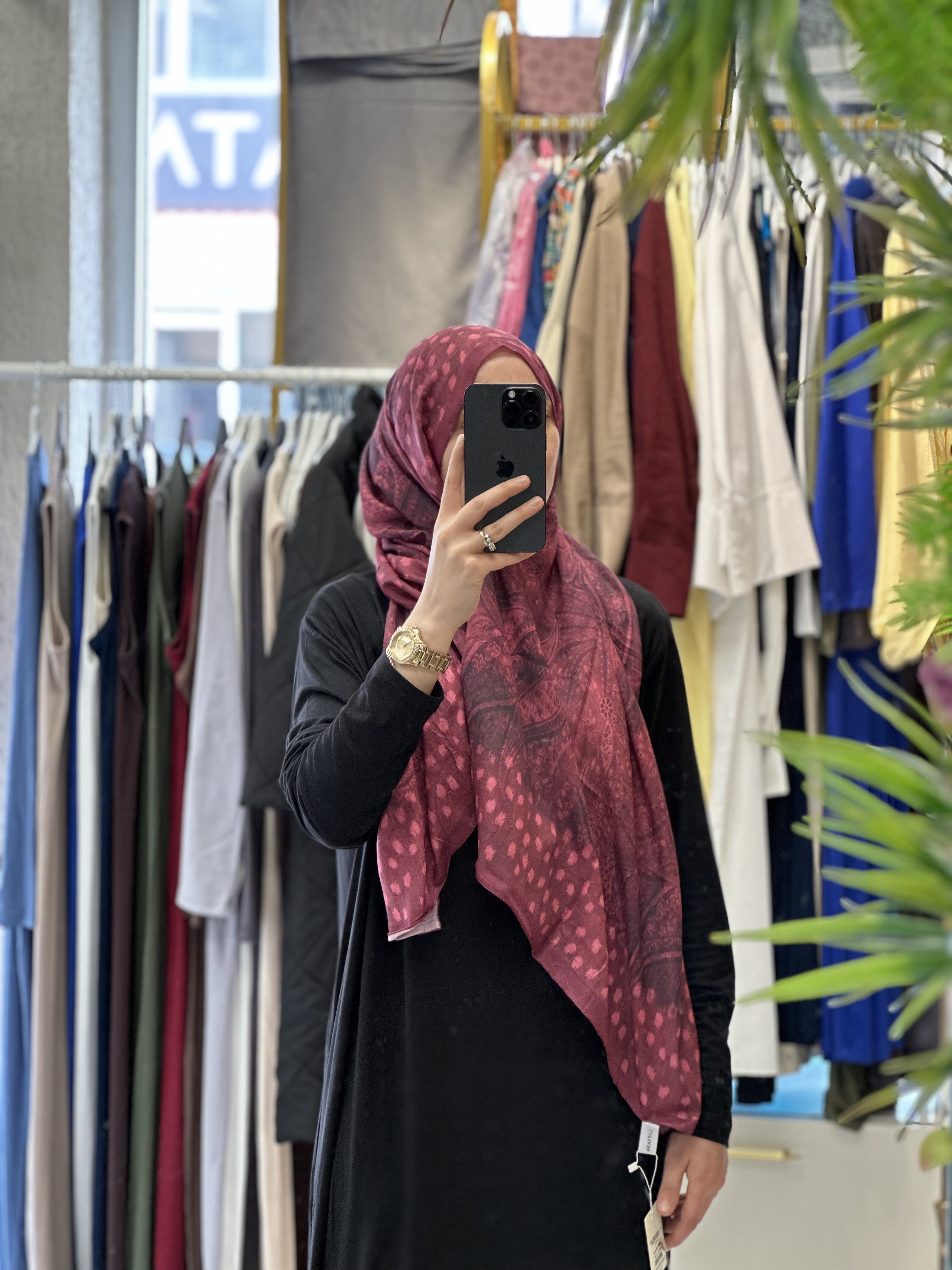 Puantiye Desen Bambu Jakar -Bordo