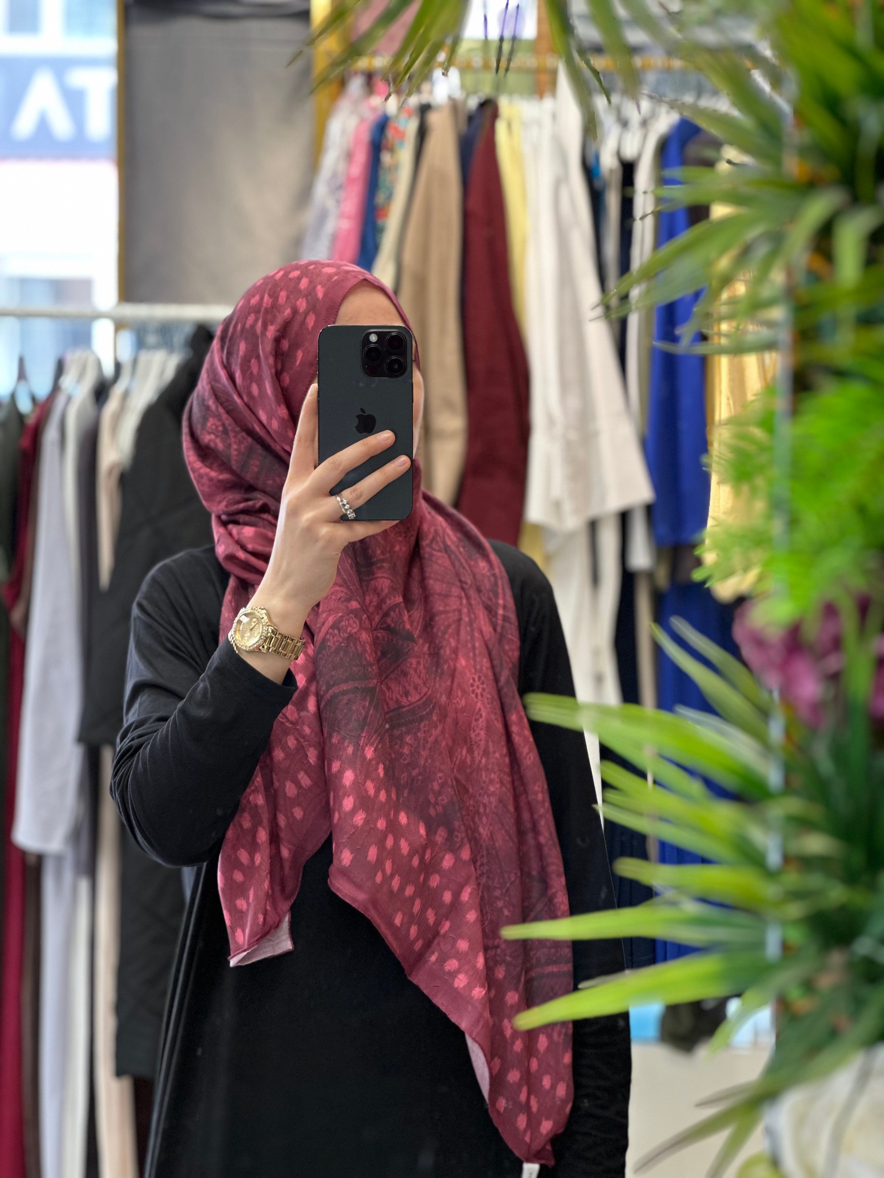 Puantiye Desen Bambu Jakar -Bordo