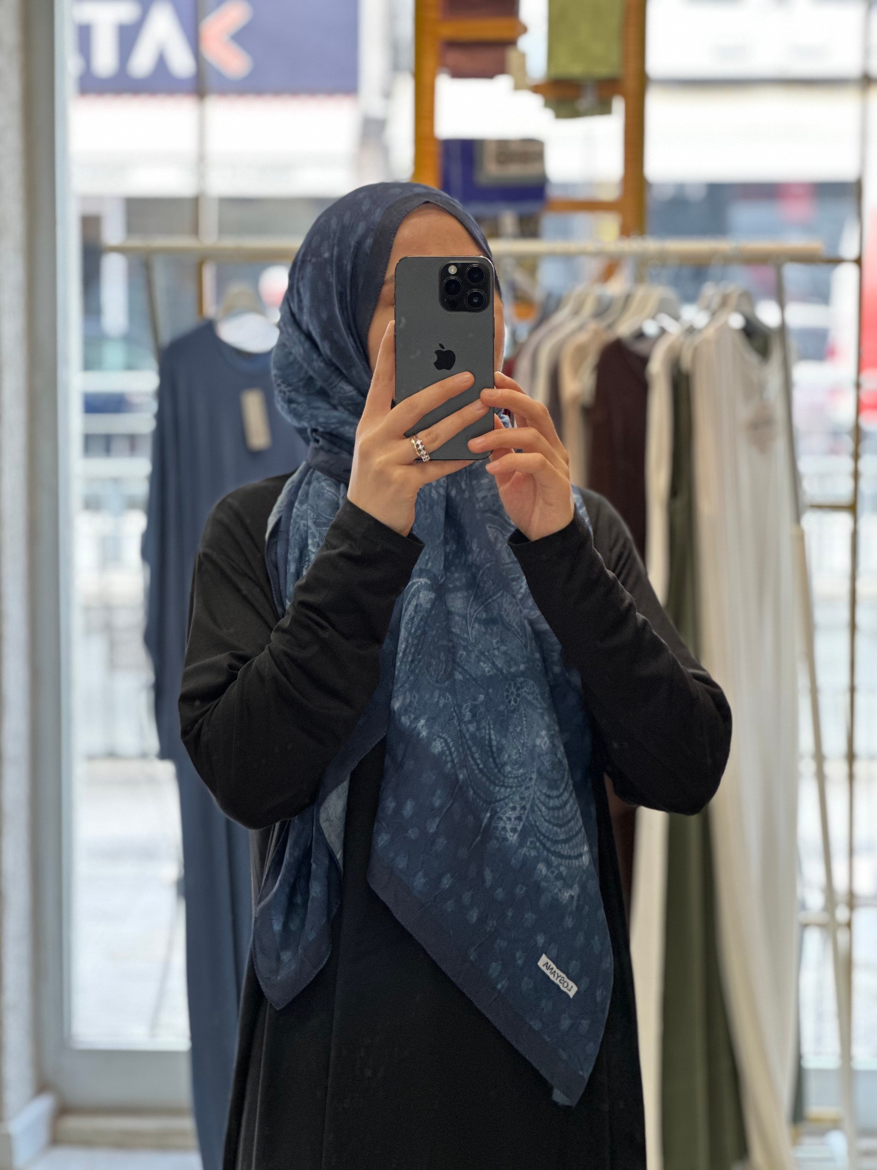 Puantiye Desen Bambu Jakar -İndigo