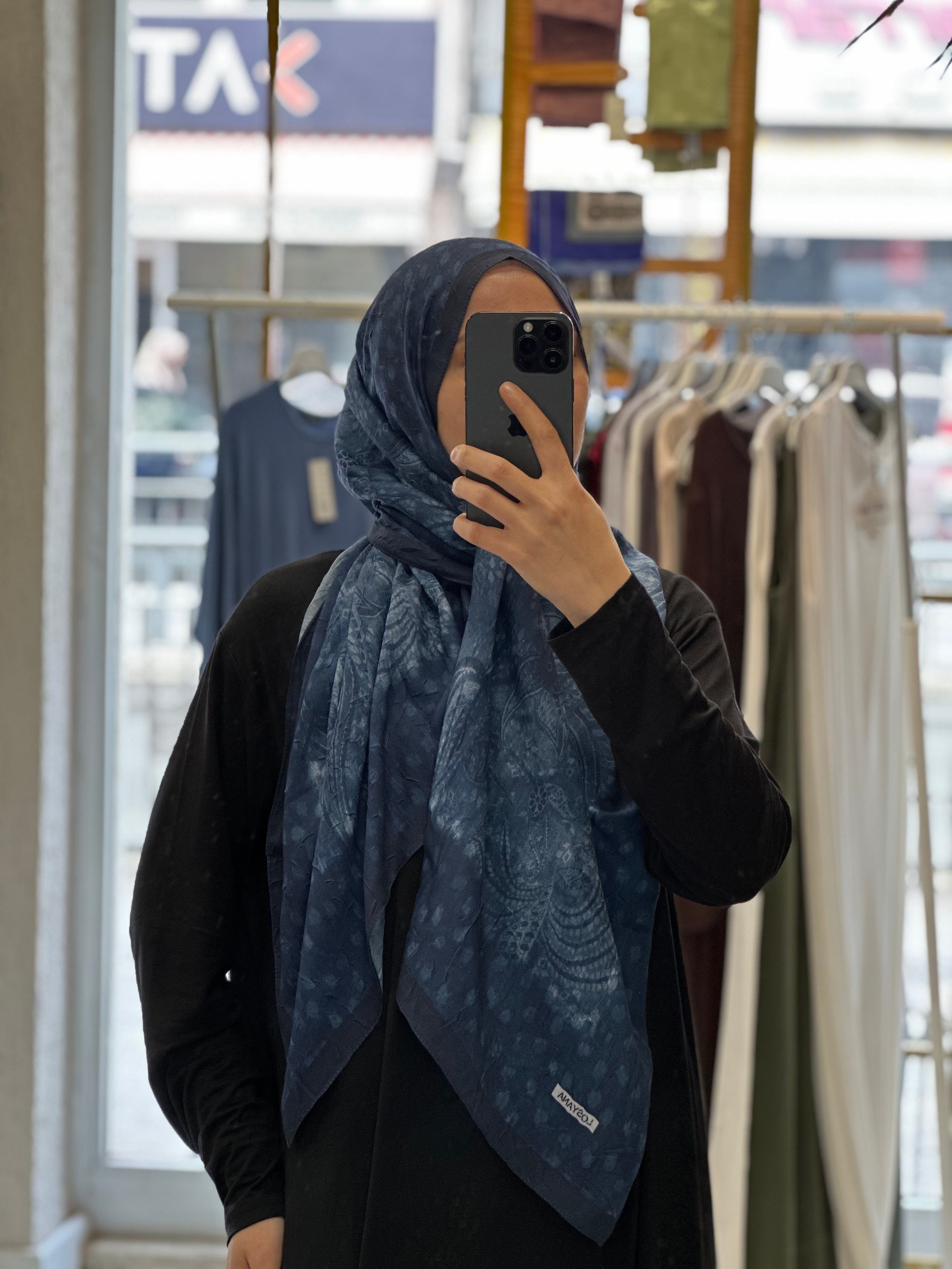 Puantiye Desen Bambu Jakar -İndigo