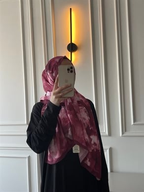 Çiçek Desen Bambu Jakar - Bordo