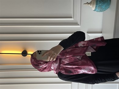 Çiçek Desen Bambu Jakar - Bordo