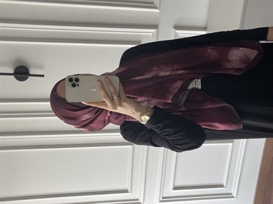 Çiçek Desen Bambu Jakar - Mürdüm