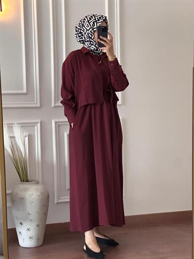 Elbise Gömlek İkili Takım- Bordo