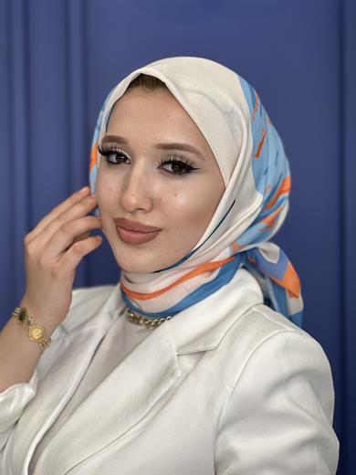 Flora Desen - Beyaz Mavi