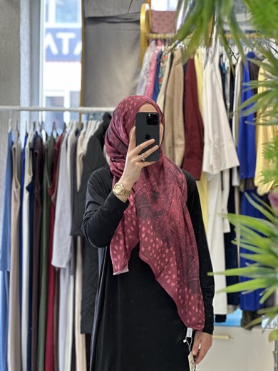 Puantiye Desen Bambu Jakar -Bordo