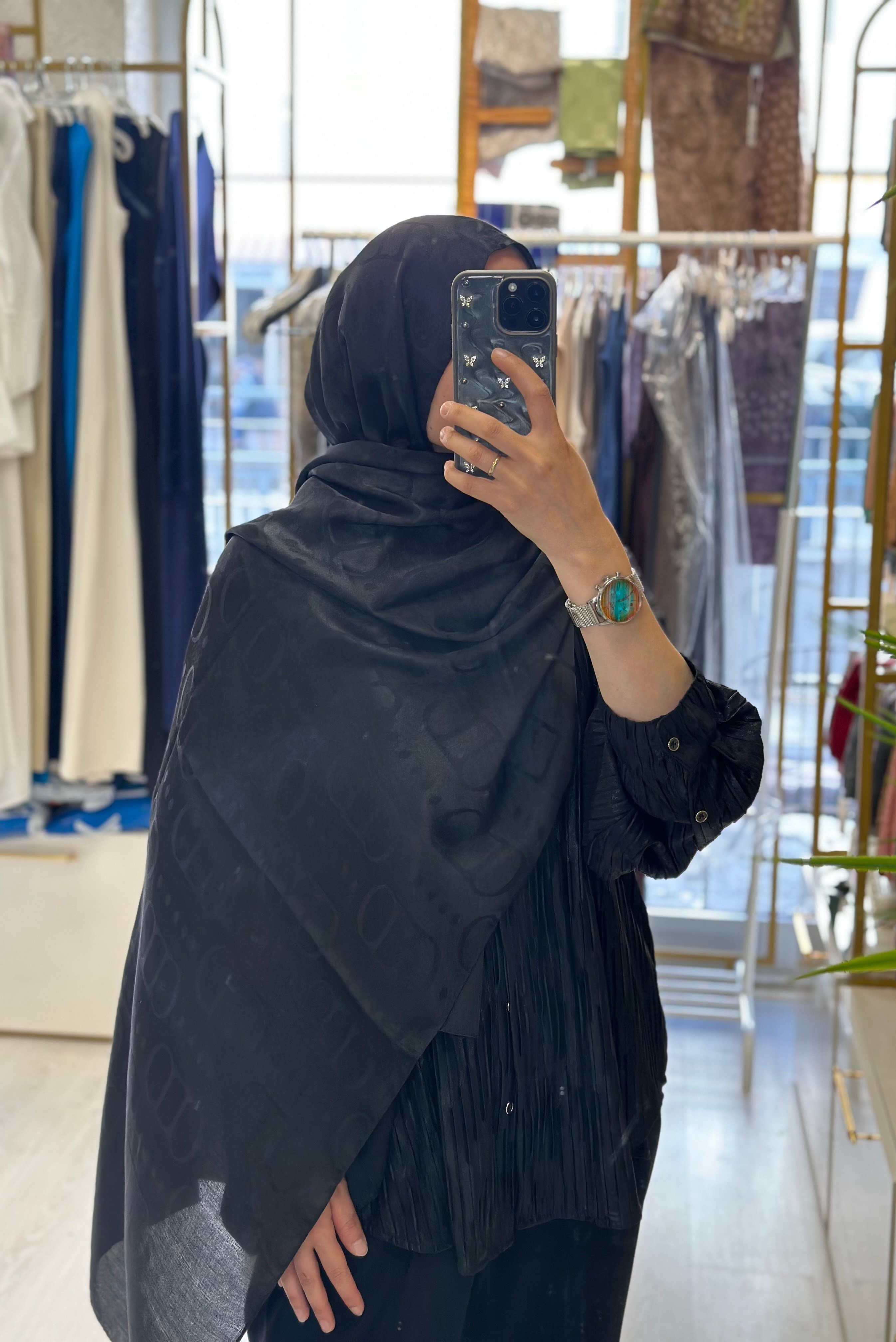 Carell Desen Şal - Siyah