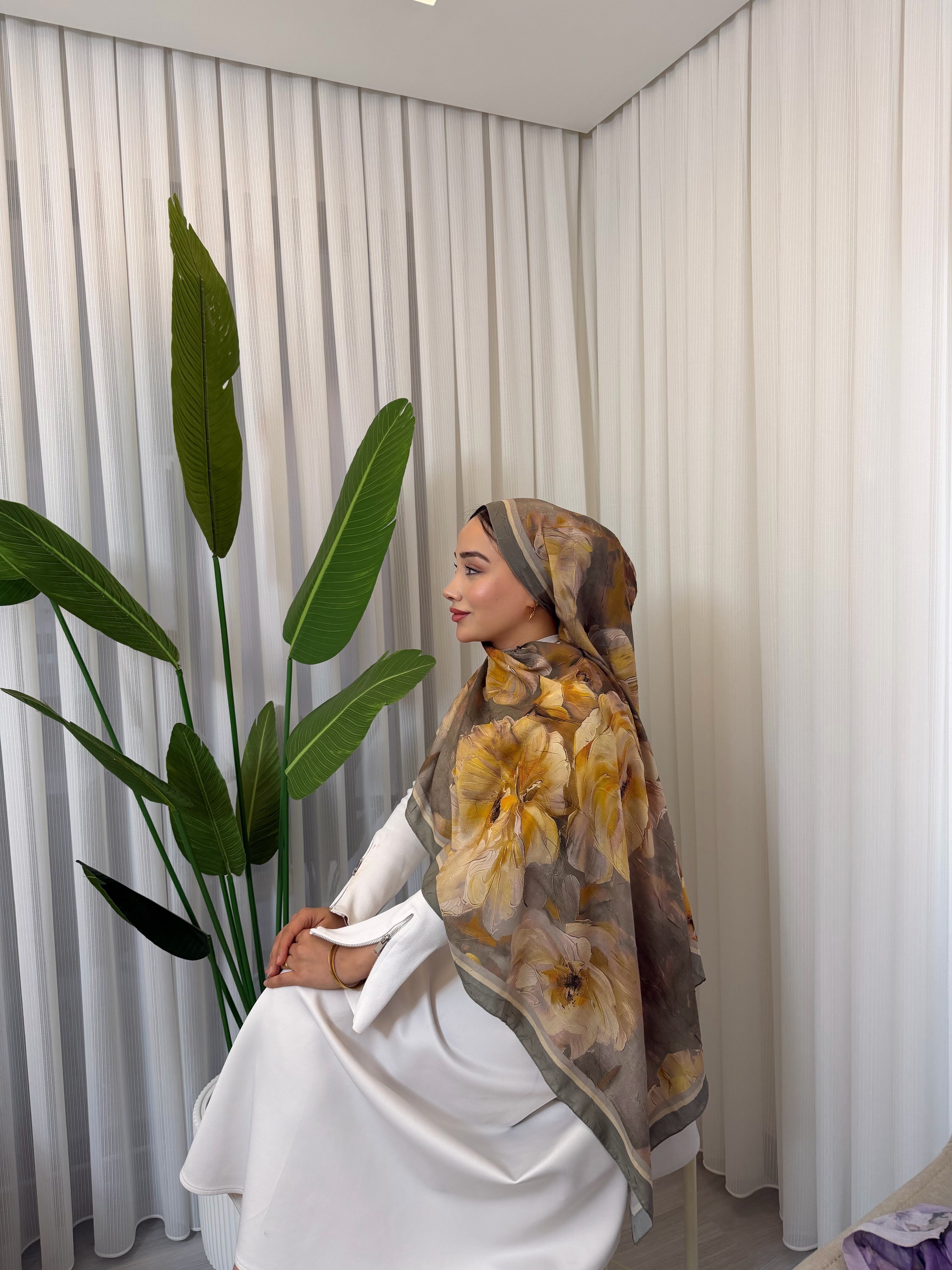 Çiçek Desen Bambu Jakar - Gold