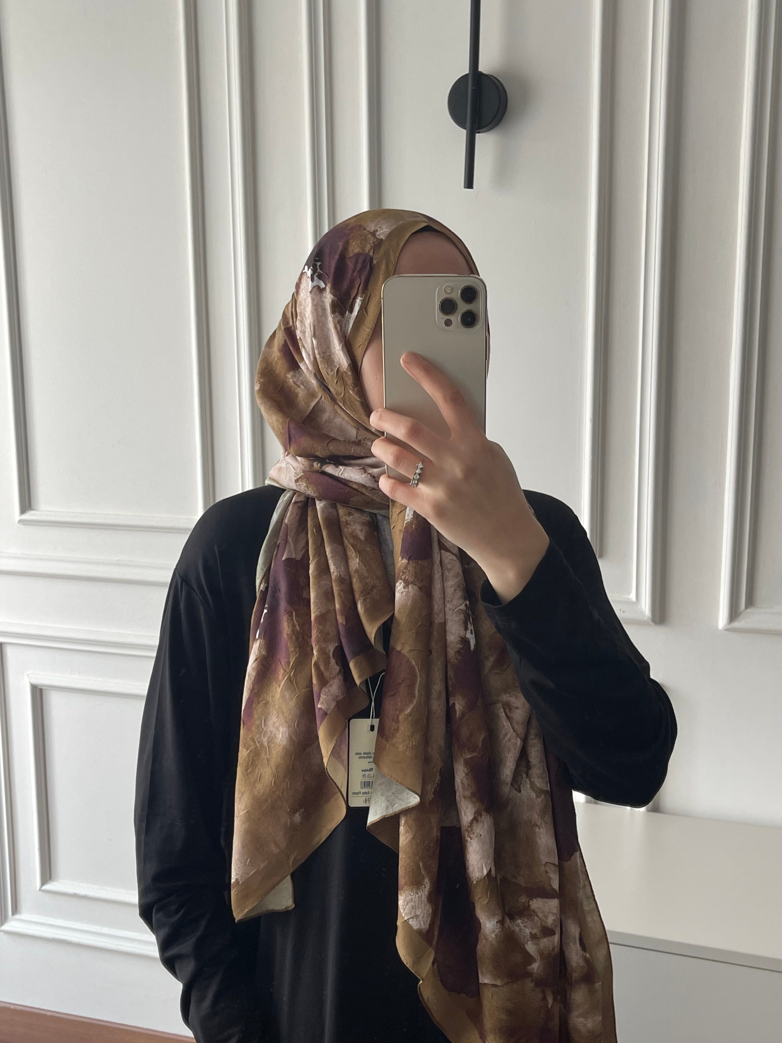 Çiçek Desen Bambu Jakar - Koyu Vizon