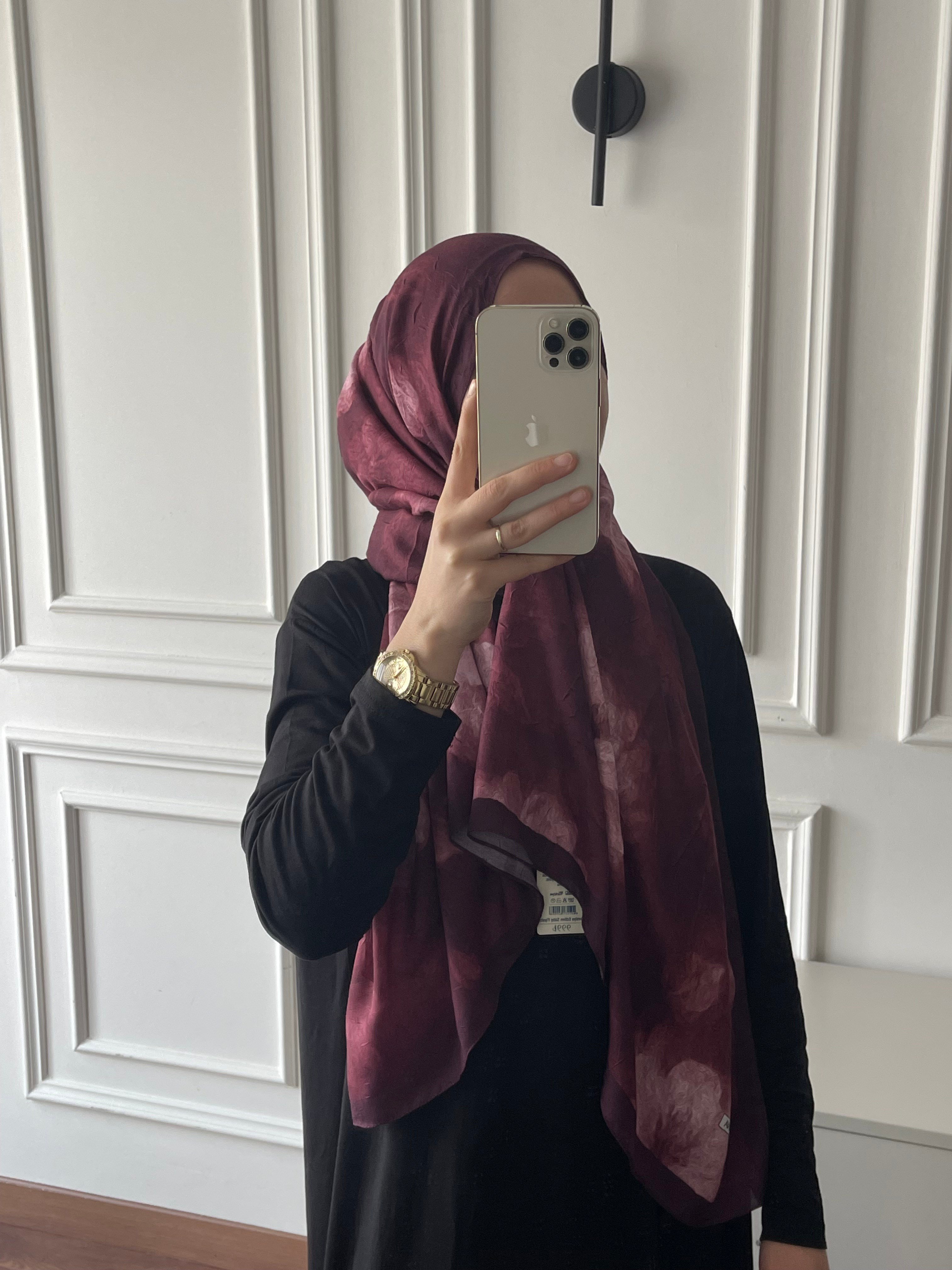 Çiçek Desen Bambu Jakar - Mürdüm