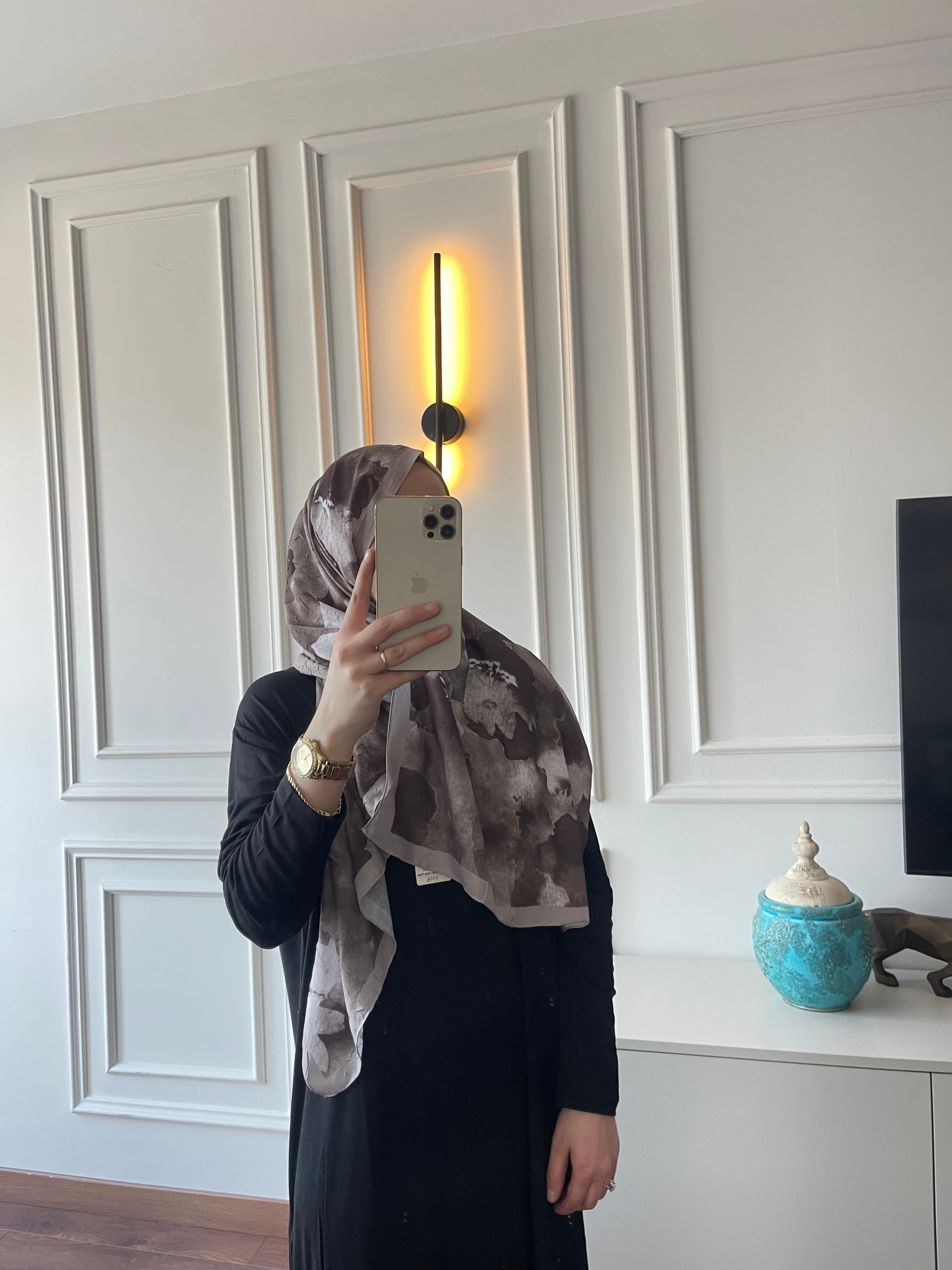 Çiçek Desen Bambu Jakar - Vizon