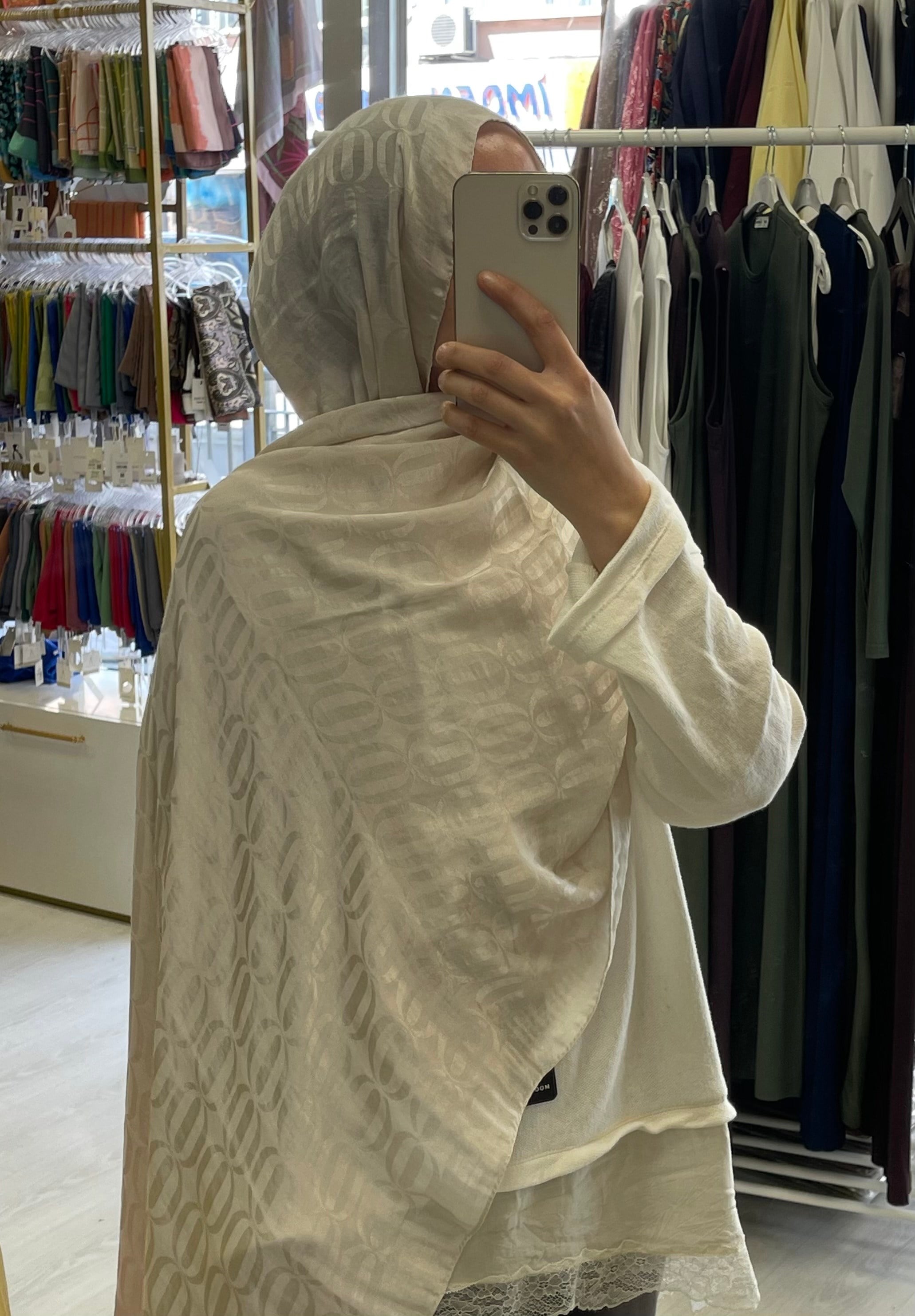 Halka Desen Şal -Bej