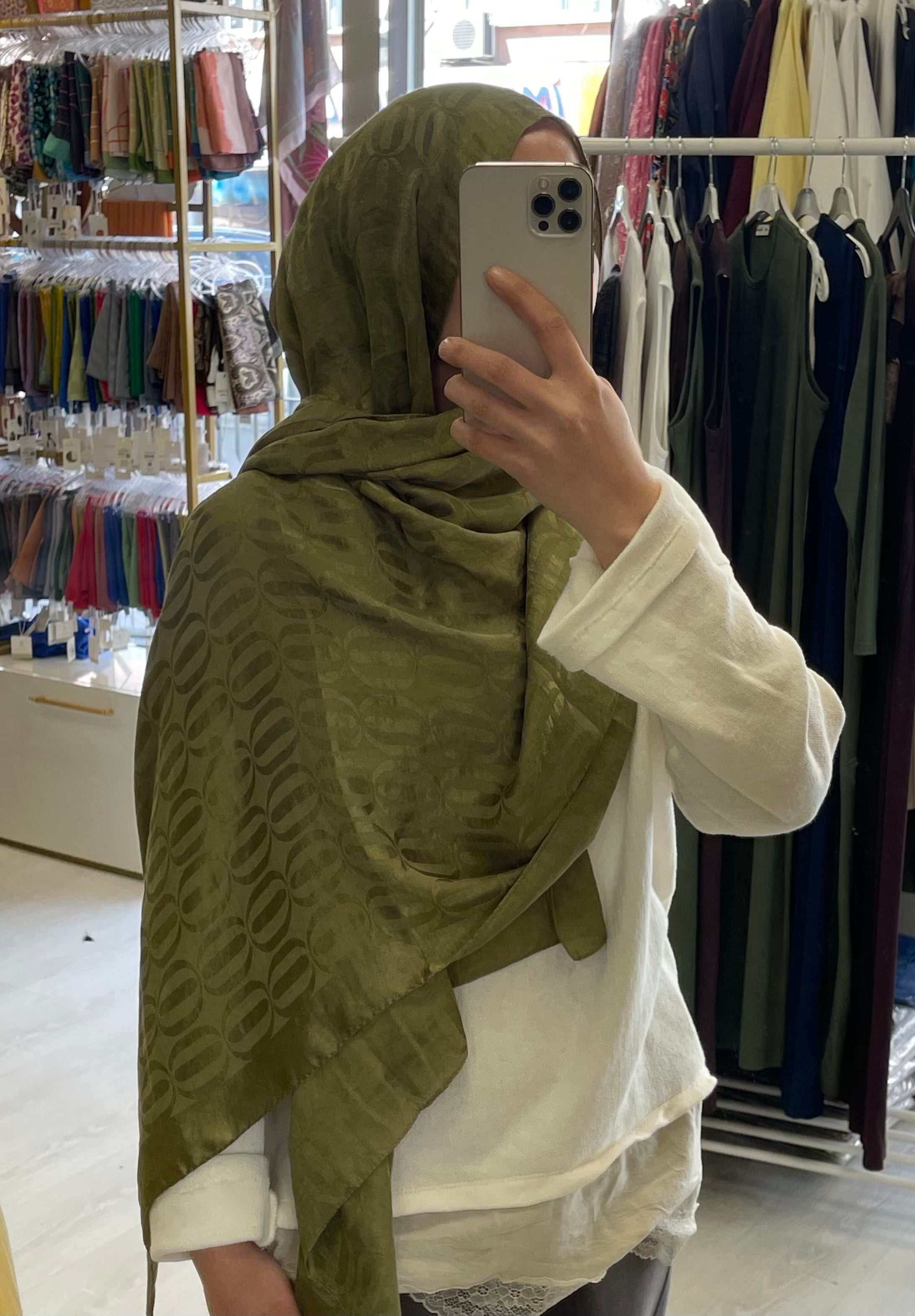 Halka Desen Şal - Haki
