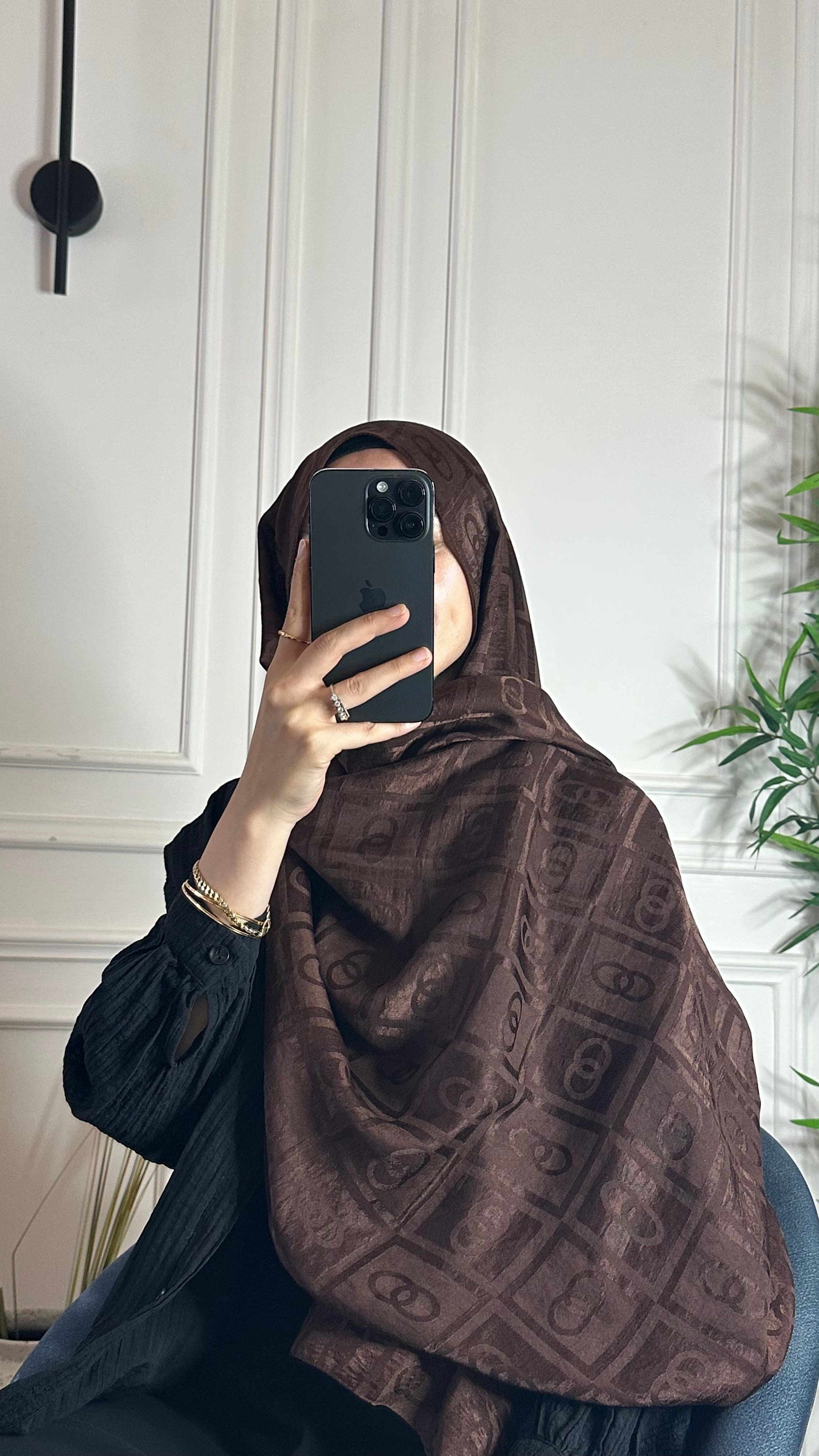 Kareo Halka Desen Şal - Acı Kahve
