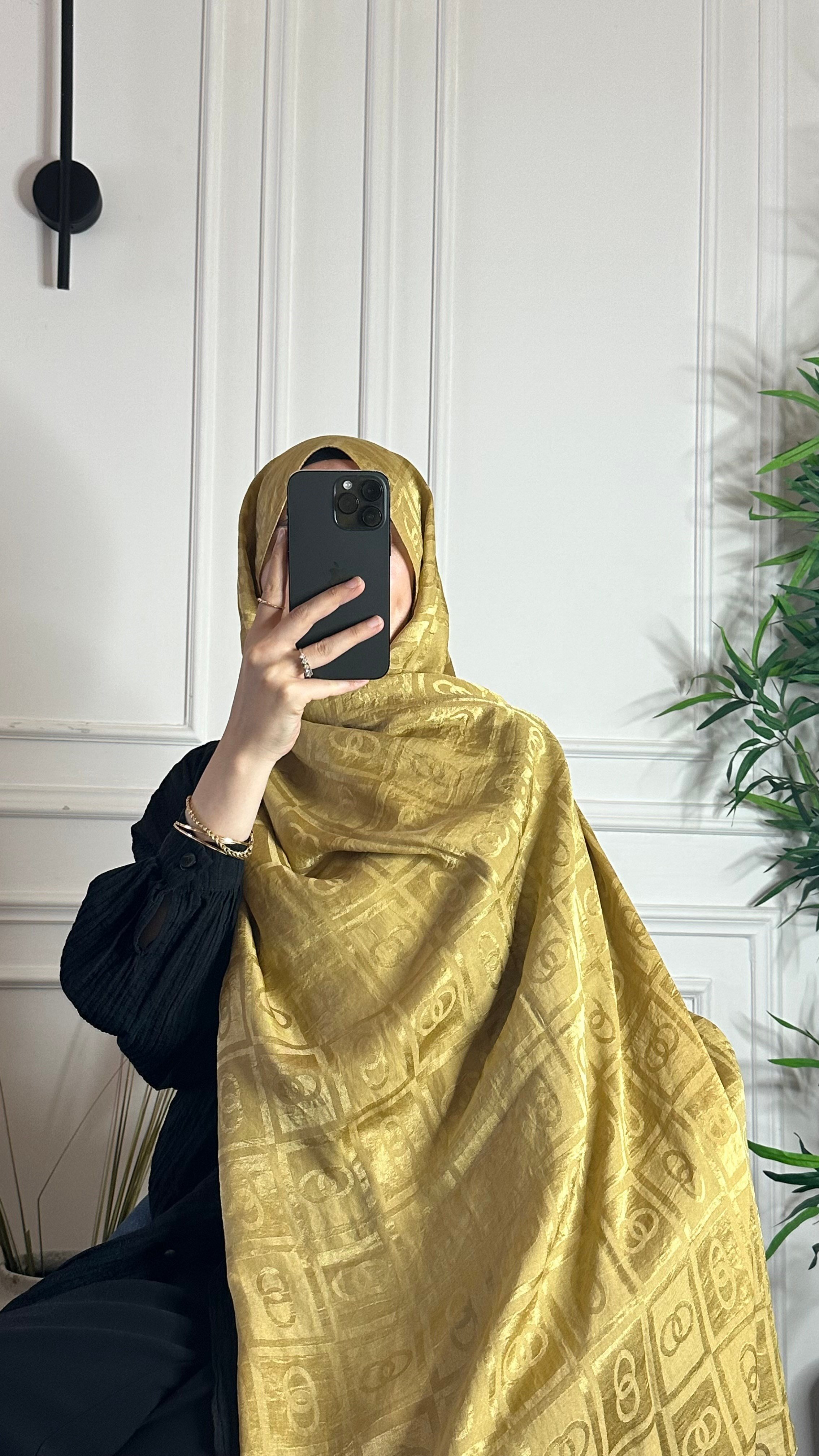Kareo Halka Desen Şal - Gold