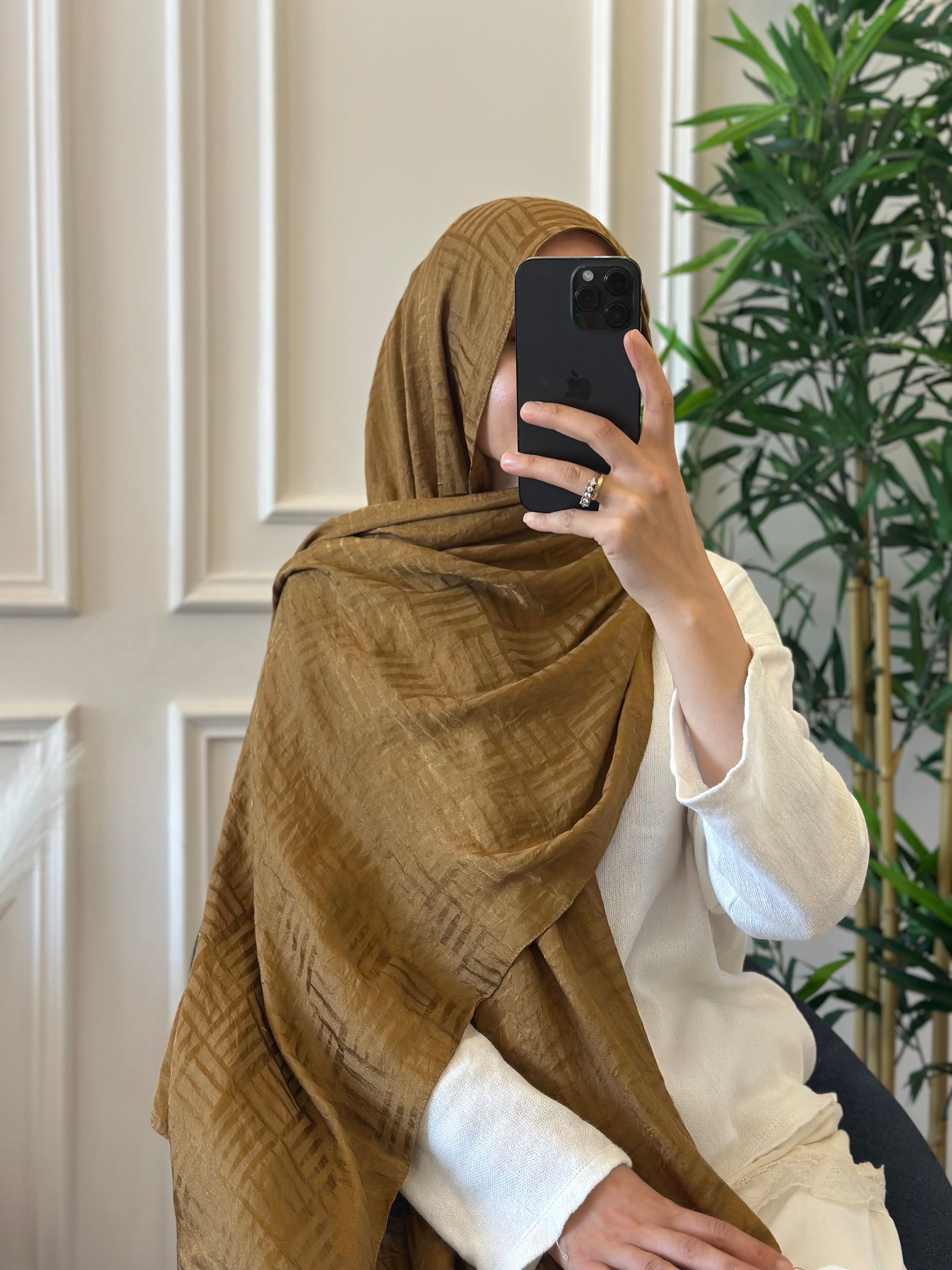 Kibrit Desen Şal - Gold