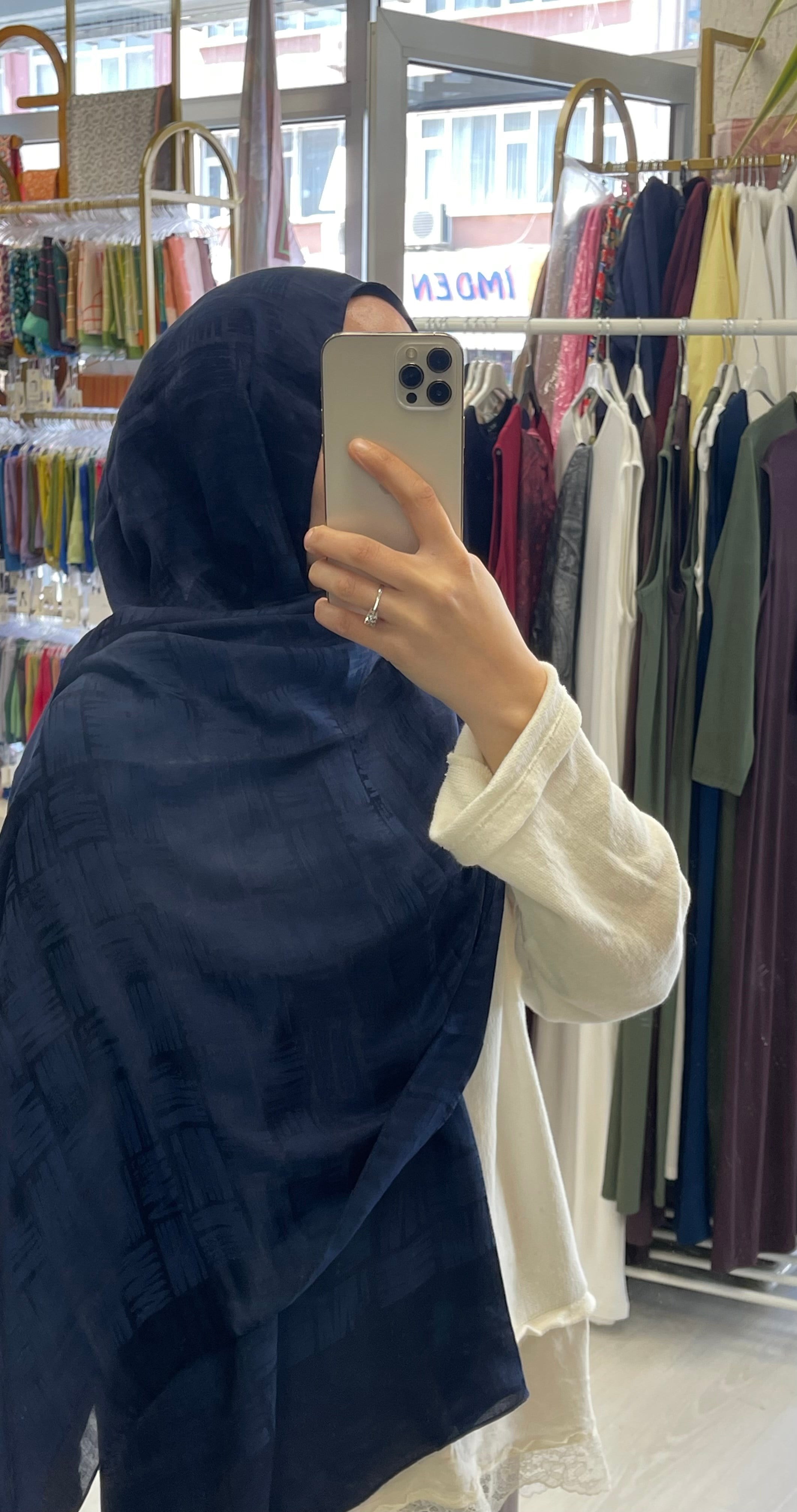 Kibrit Desen Şal - Lacivert