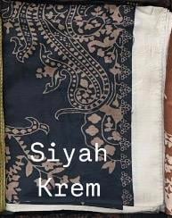 Lüx Bambu Jakar Şal - Siyah Krem