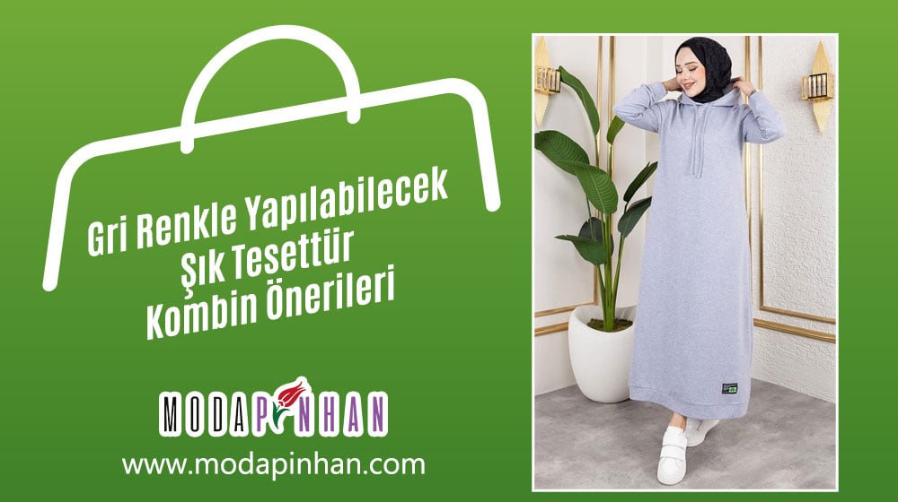 Gri Renkle Yapılabilecek Şık Tesettür Kombin Önerileri