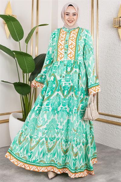 Hale Viskon Elbise  YEŞİL