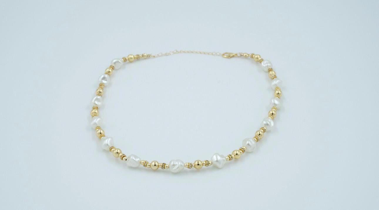 İnci seri gold detaylı kolye 00645