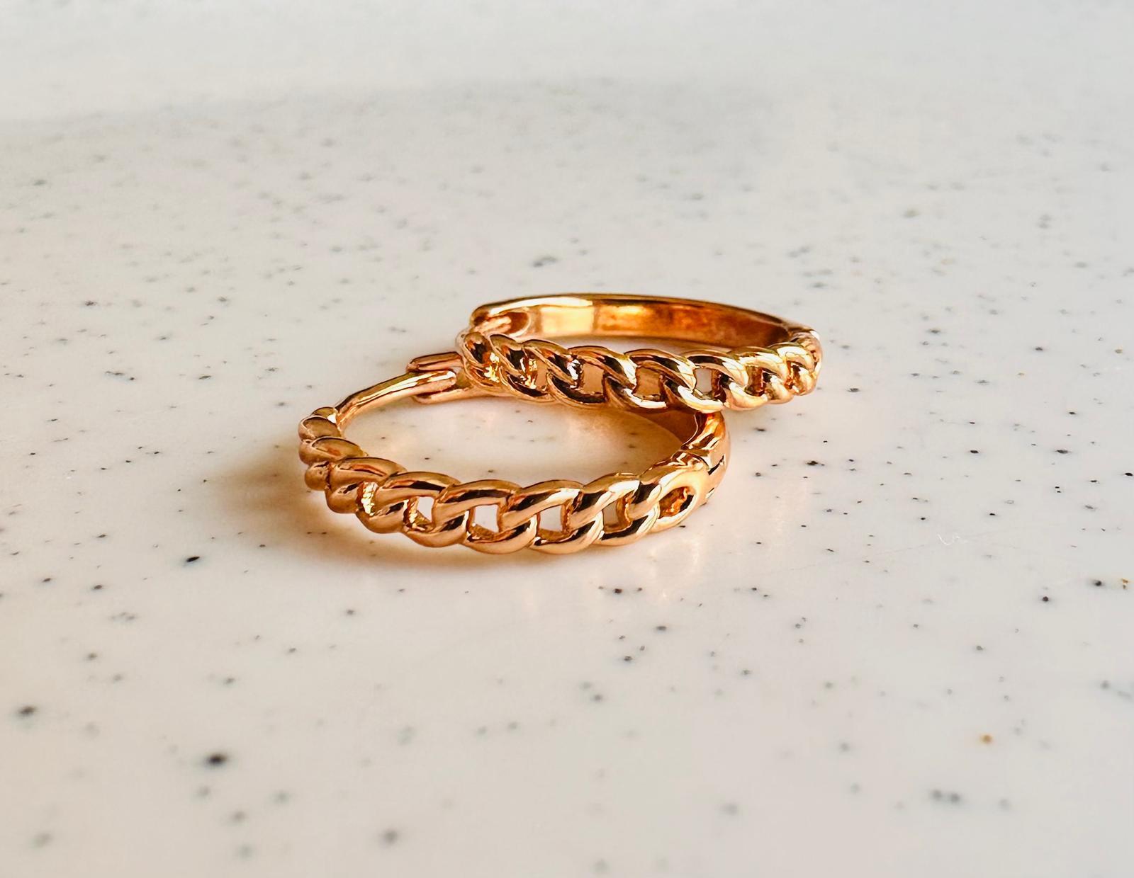 VIP gold midi zincir detaylı küpe 00855