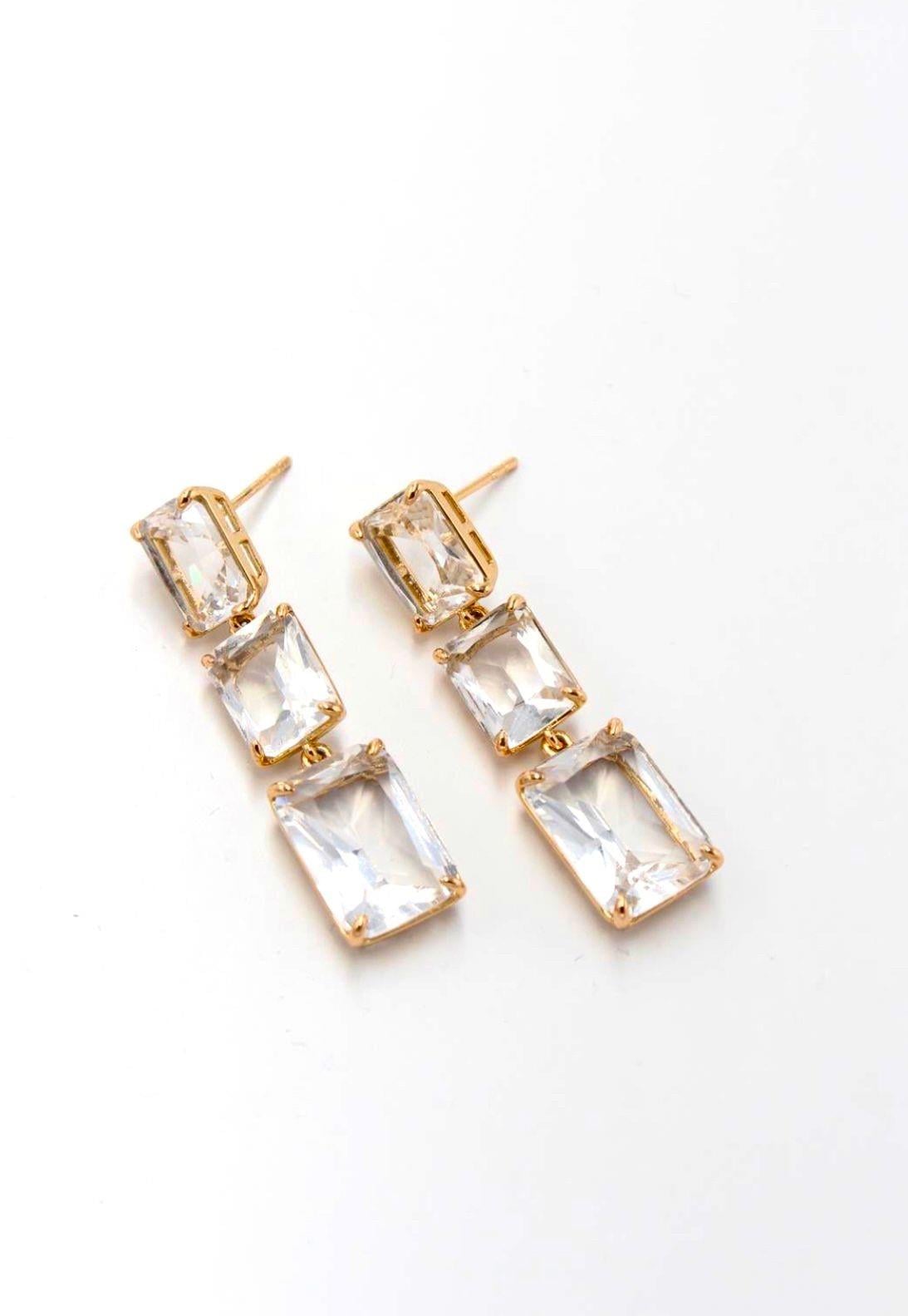 Zirkon büyük taşlı gold küpe vip 40 mm