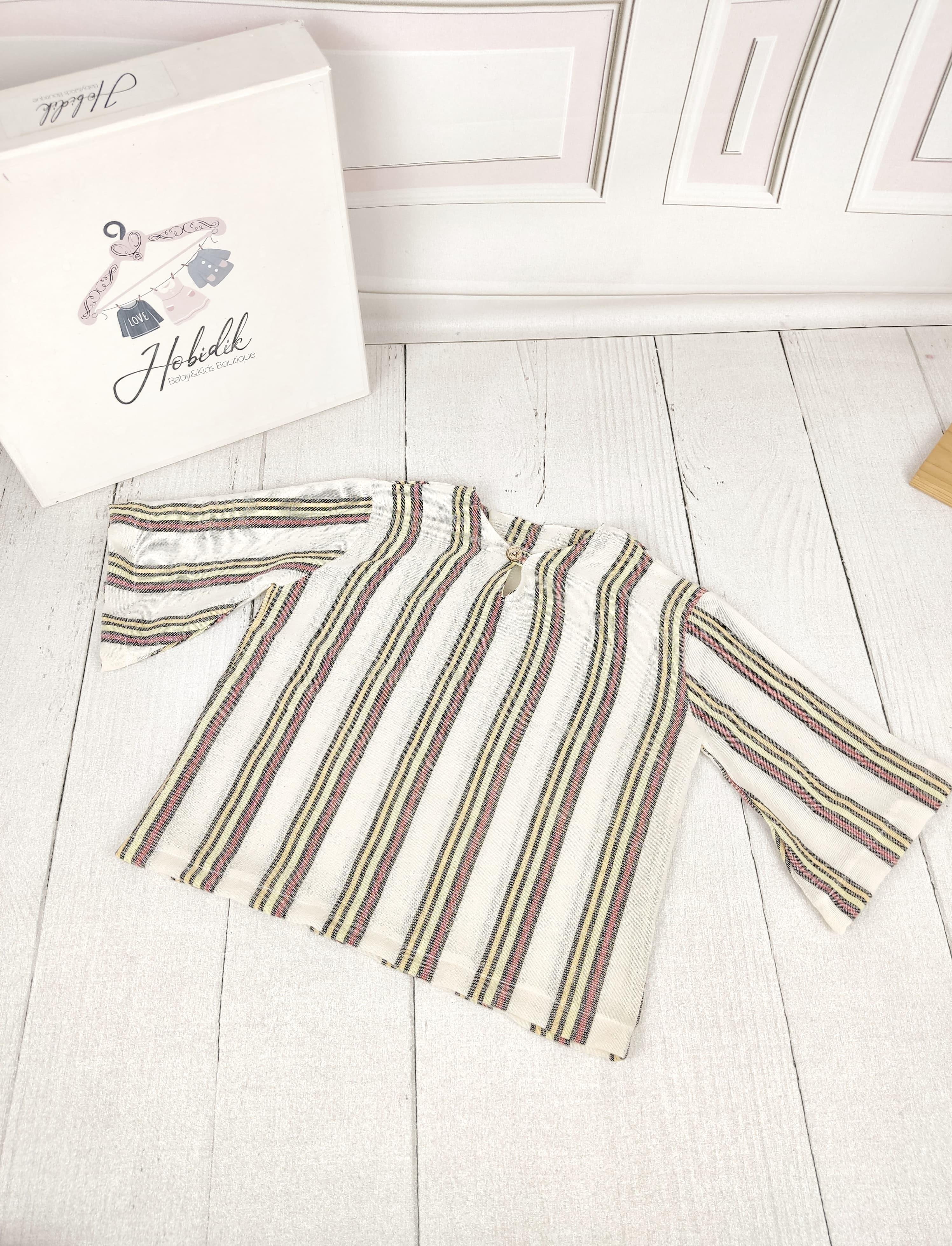 El Dokuması Çizğili Gömlek