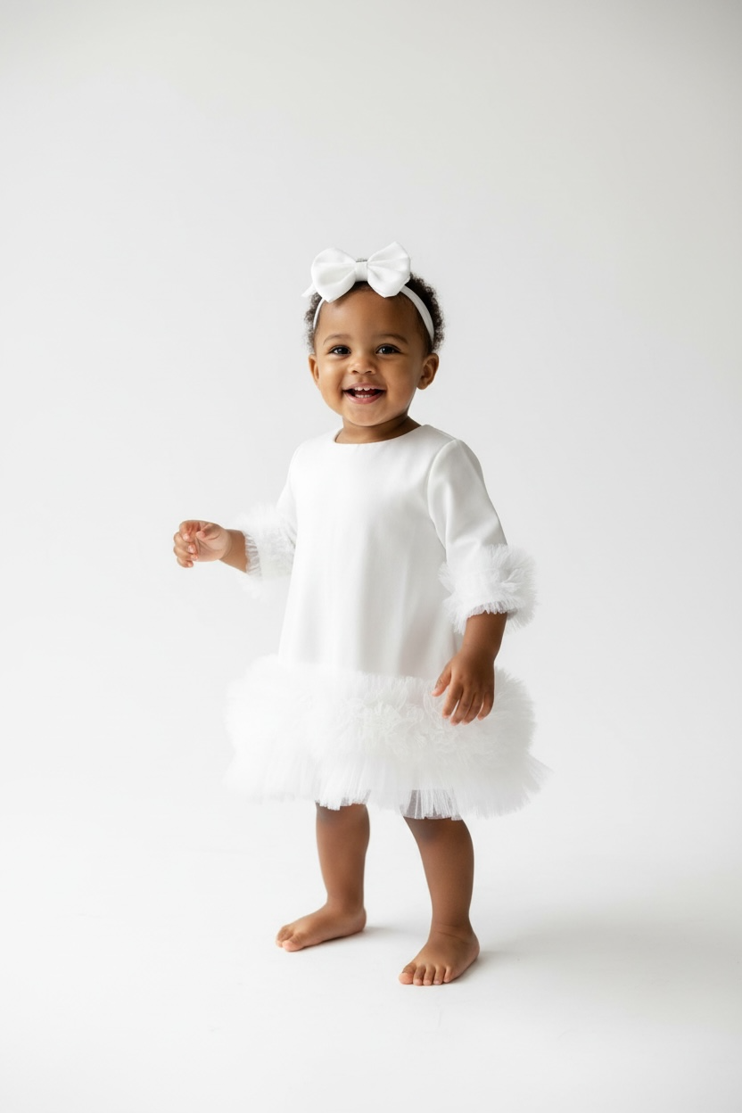 Etek Ve Kolu Tüllü Elbise