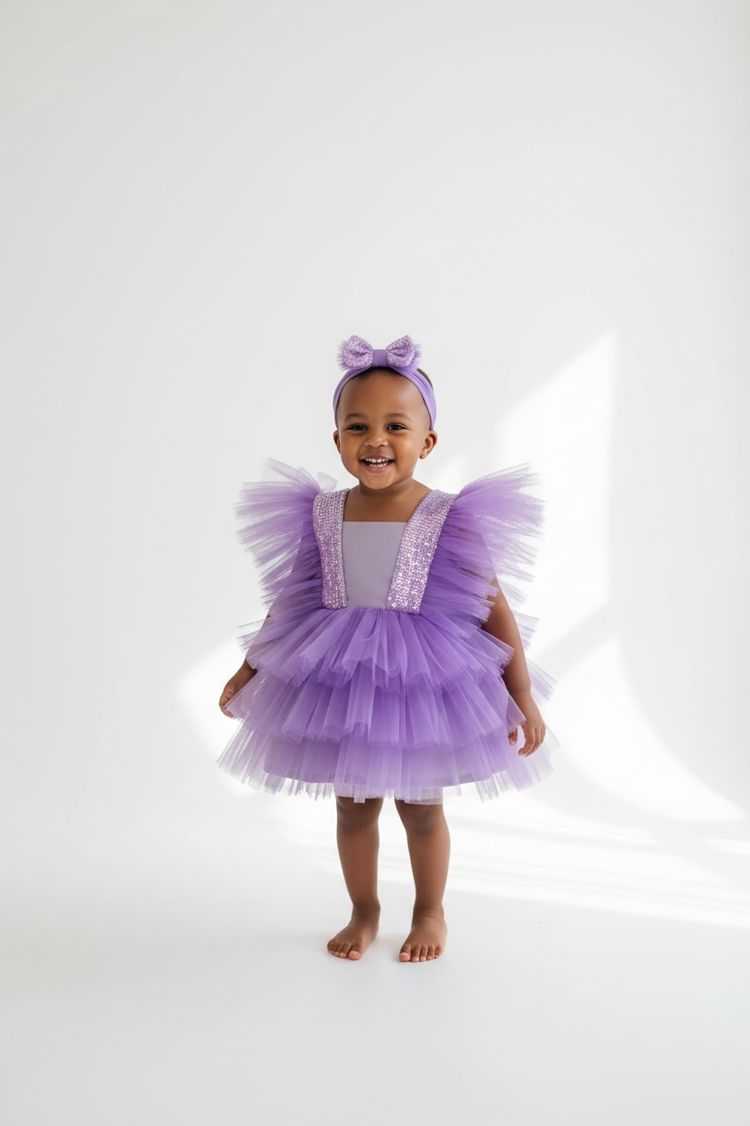 Lila Payetli Tütü Elbise