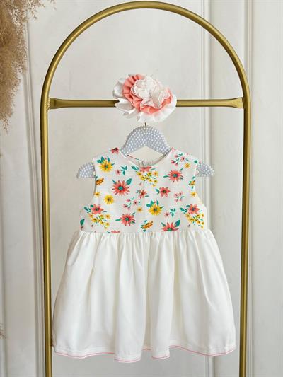 1-2 Yaş Çiçekli Keten Elbise