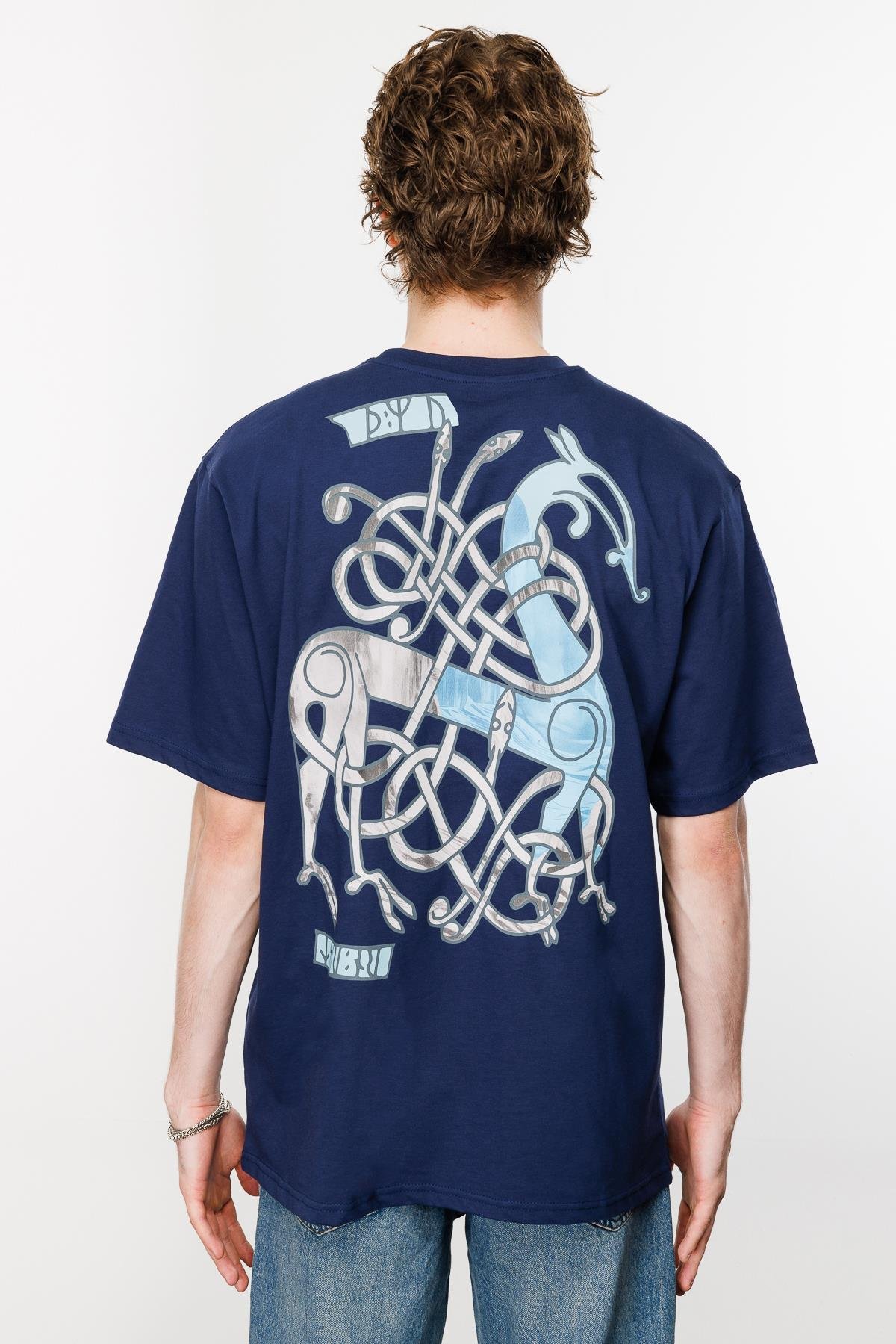 Gods of Horses and Snake Oversize Tshirt - Lacivert
