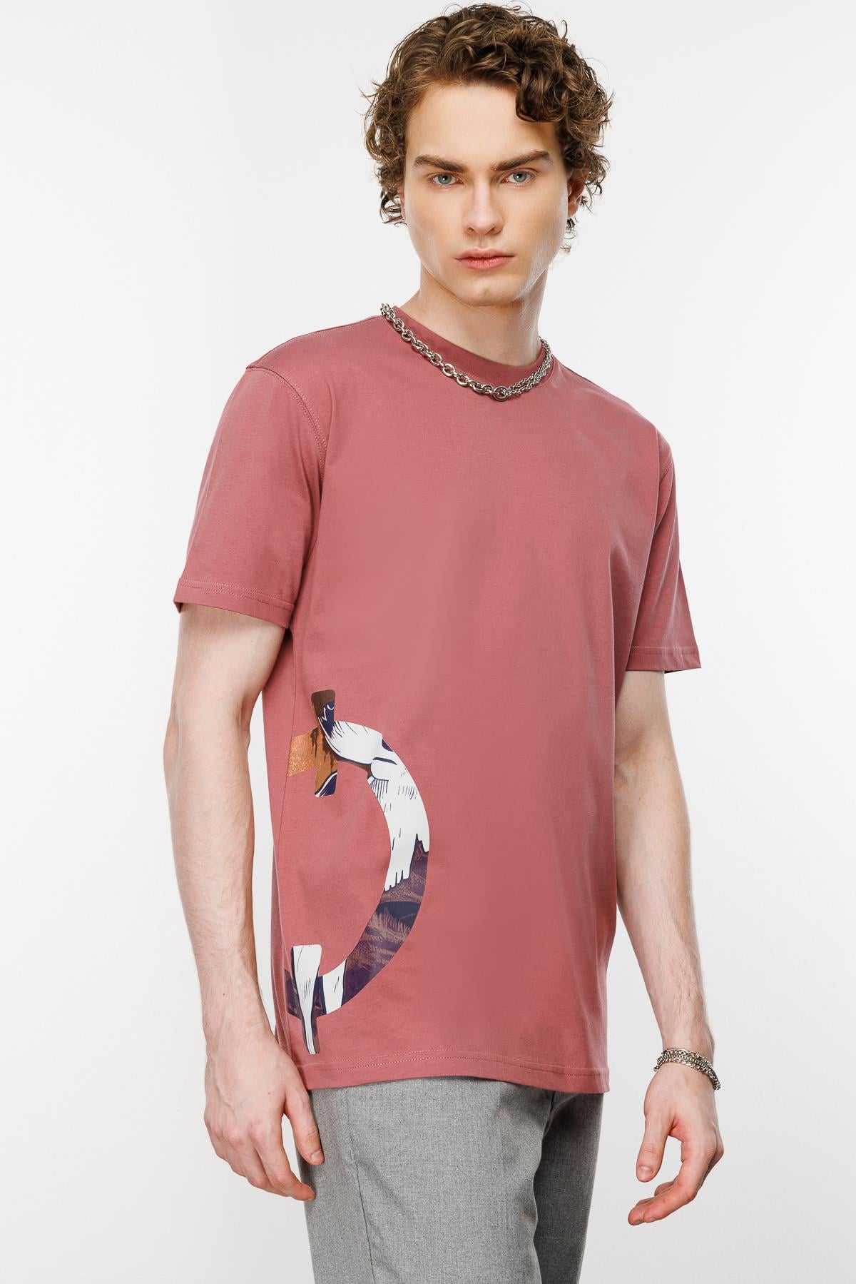 Nordic Side Logo Regular Tshirt - Gül Kurusu