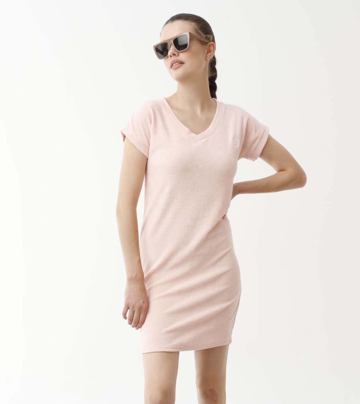 V Yaka Kumaş Kadın Elbise