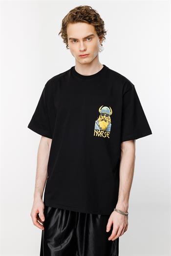 Nordic Hipster Oversize Tshirt - Siyah