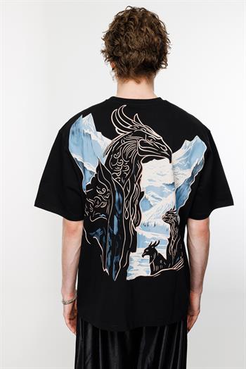 Phoenix Rising Oversize Tshirt - Siyah