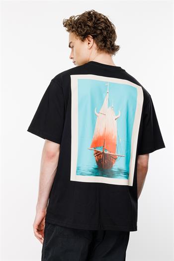 Sailing Ship Oversize Tshirt - Siyah