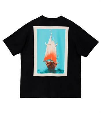 Sailing Ship Oversize Tshirt - Siyah