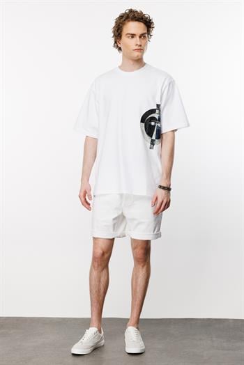 Tribal Logo Oversize Tshirt - Beyaz